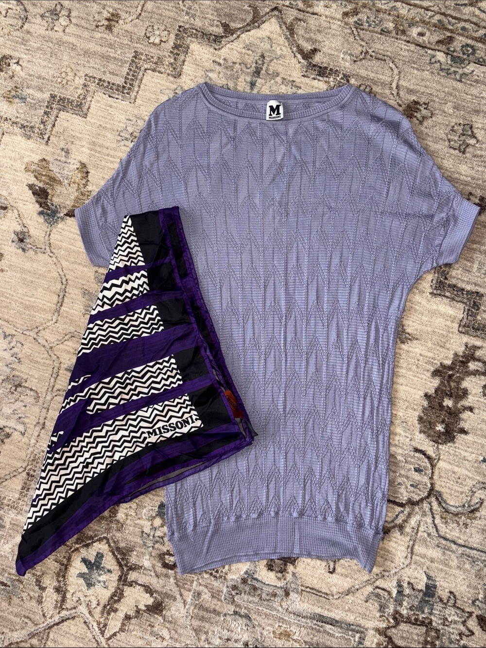 Missoni Lavender Knit Top with Purple Accent Scarf
